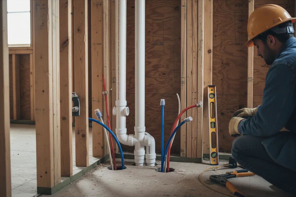 Drain and supply rough-in during Sump Pump Repair in Dacono
