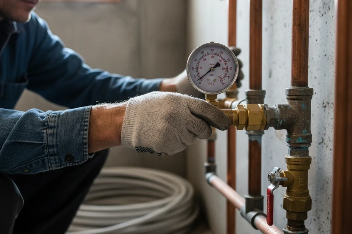 Pressure testing a repaired line during Water Line Repair in Dacono